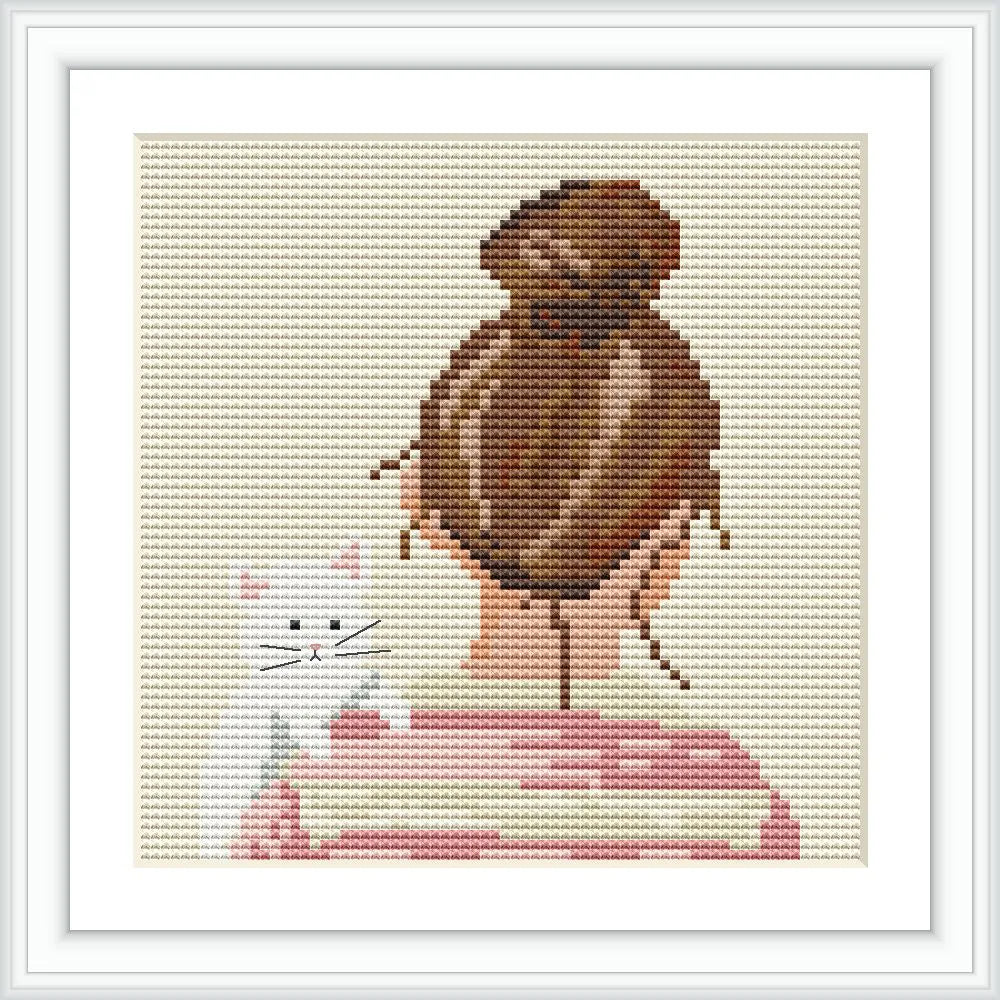 The scene depicts the back of a girl with her hair in a bun, accompanied by a white cat on her shoulder. The background is a neutral color, giving prominence to the girl and cat.