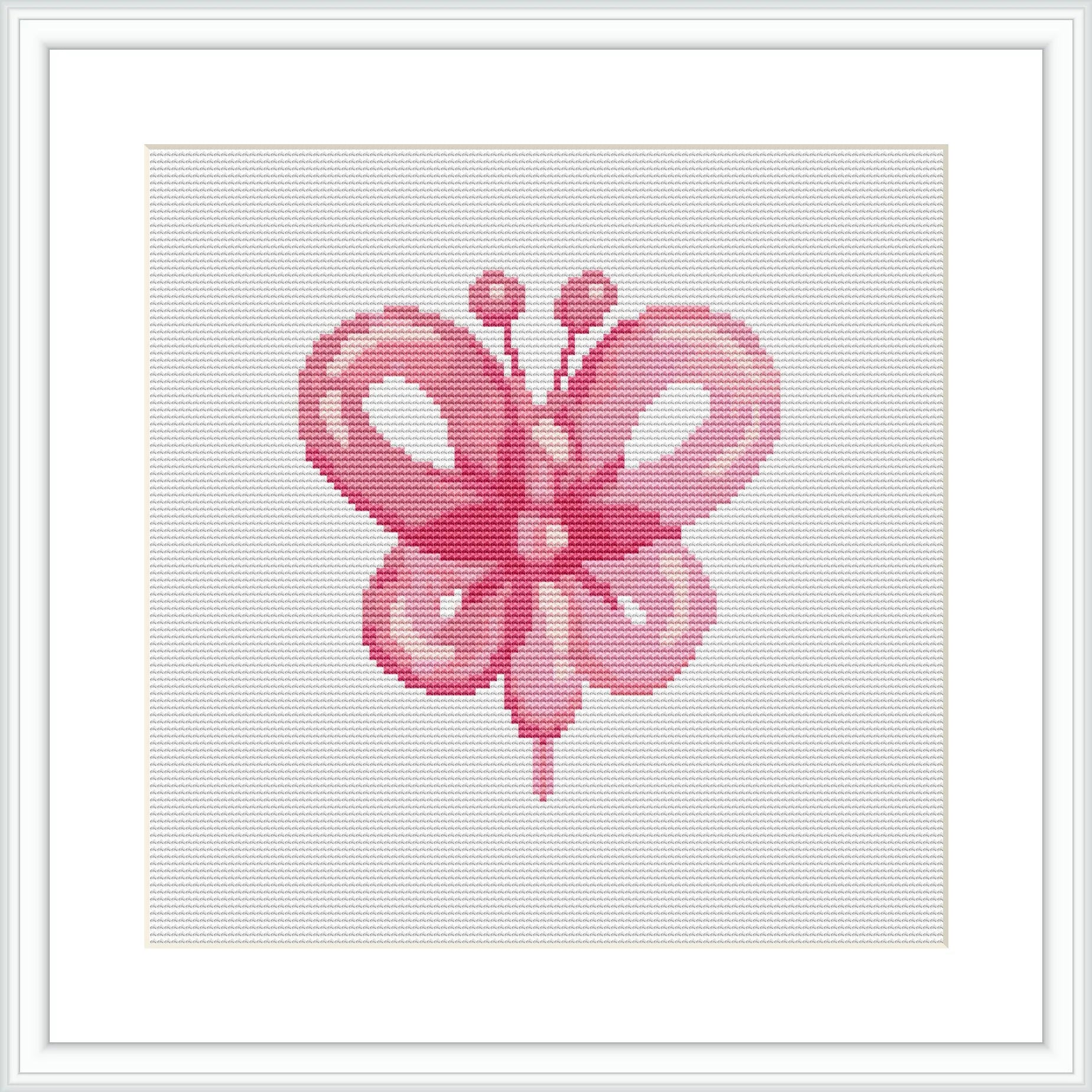 The image depicts a cross-stitched butterfly with a balloon-like appearance, centered on a neutral background.