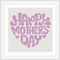 This design features the phrase 'HAPPY MOTHER'S DAY' in bold, stylized text. Surrounding the text are small, pink heart shapes, all on a white background.