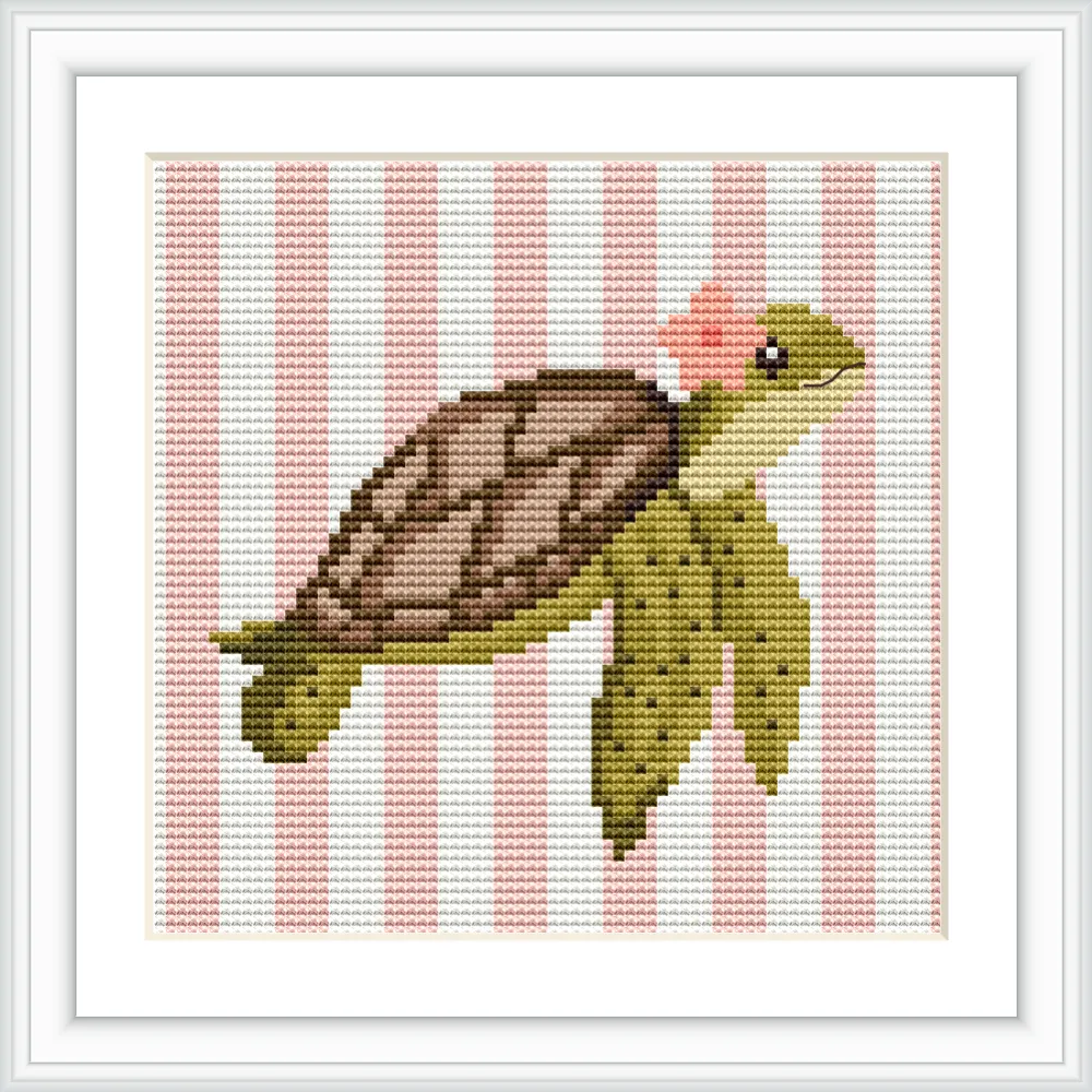 The image features a turtle with a decorative pink bow on its head, set against a background of vertical pink and white stripes.