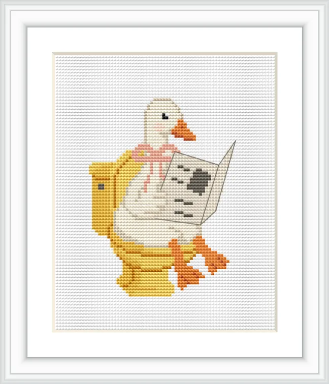 A goose is sitting on a yellow toilet, holding what appears to be a newspaper. The goose has an orange beak and feet, and there is a slight pink bow around its neck.
