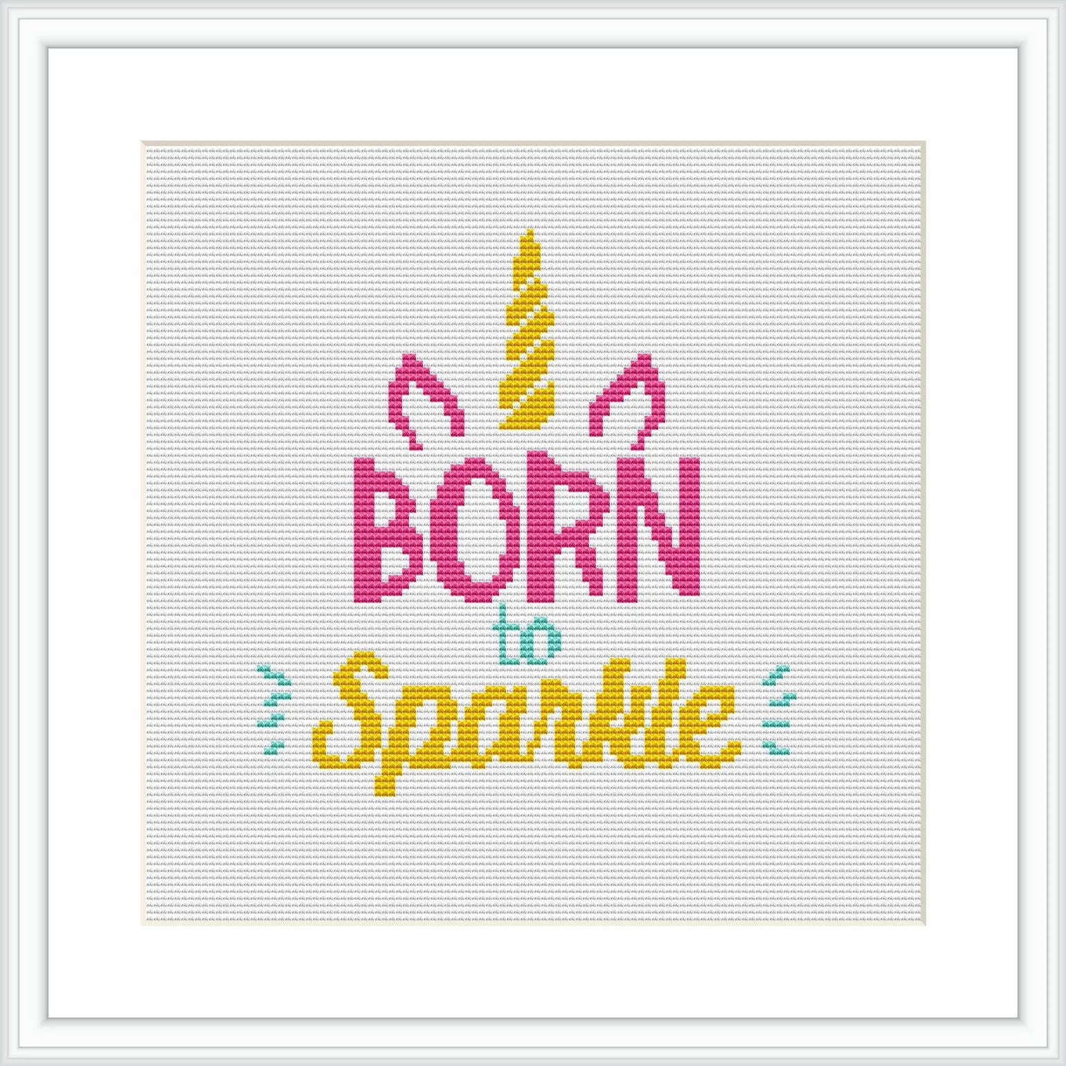 The image depicts a phrase 'Born to Sparkle' in stylized lettering with unicorn-themed elements like ears and a horn, adorned with stars, all arranged within a square frame on a plain background.