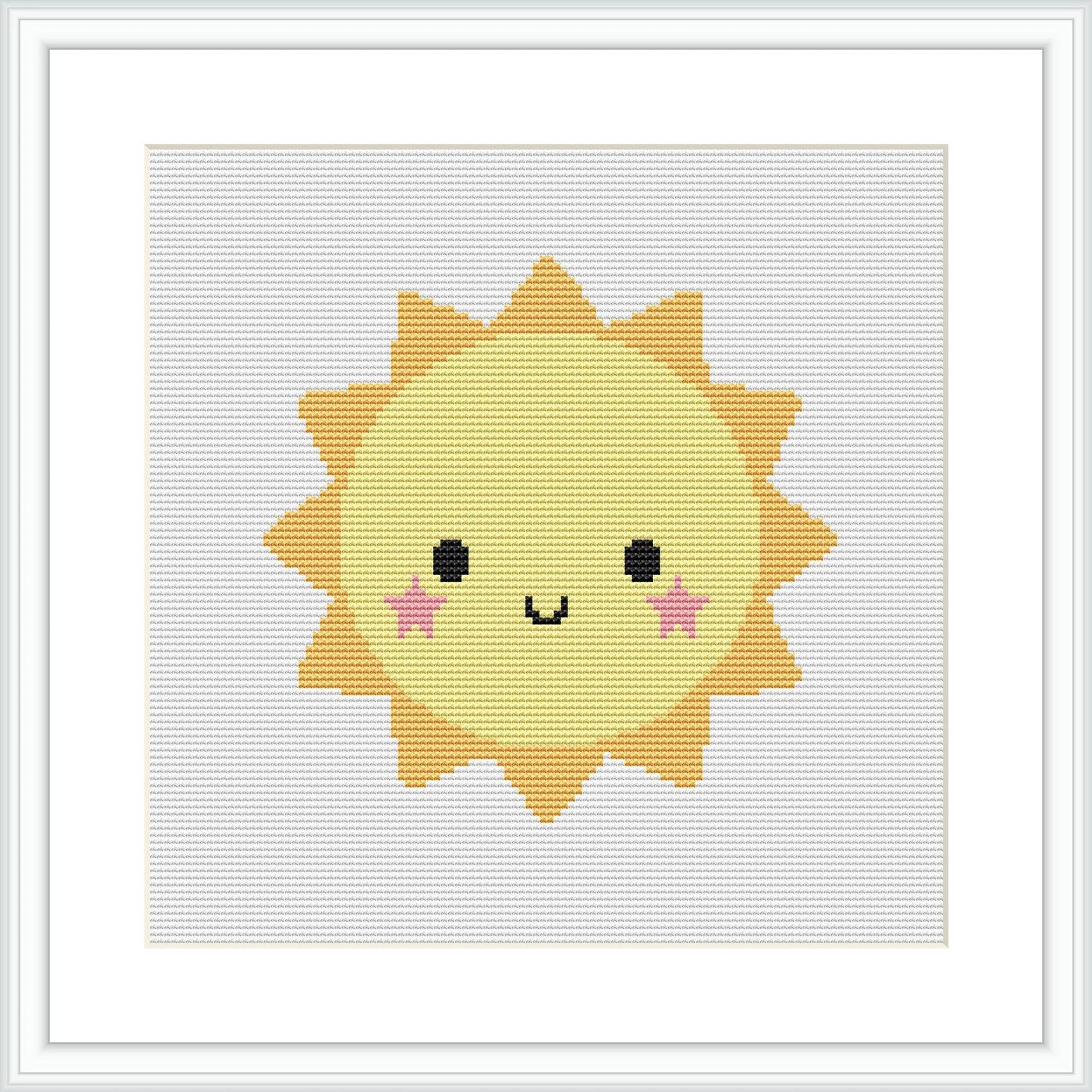 The image shows a stylized depiction of the sun with a cute face smiling in the center. The sun has rays extending outward and is predominantly yellow with touches of orange and pink on its cheeks.