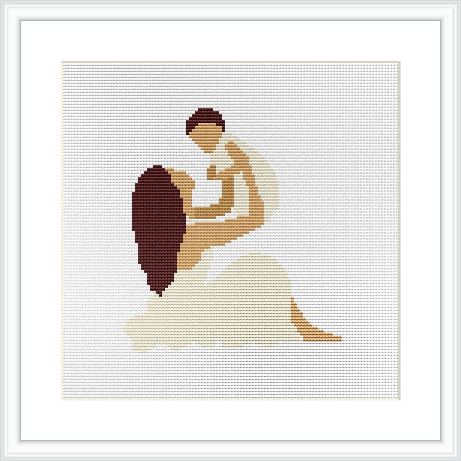 The image depicts an abstract representation of a mother holding a child in her arms, using a minimalist and abstract style with a focus on contouring.