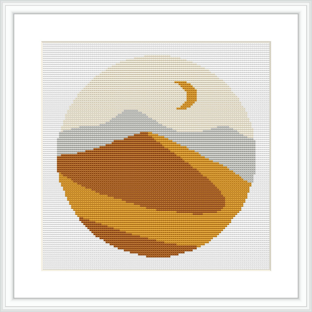 The image features a rounded, geometric representation of a desert landscape at night. The lower half shows a large, brown mountain or sand dune, while the upper half depicts the sky with a crescent moon and shades of white and gray representing clouds or distant mountains.