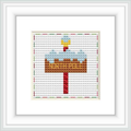 The image displays a cross stitch pattern with a festive North Pole signpost. The sign is centered on a white background with 'NORTH POLE' in golden letters. It is adorned with a red arrow and small Christmas decorations.