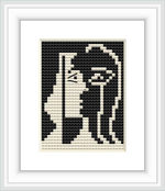 The pattern shows an abstract representation of two figures in an embrace, positioned in the center against a dark background.