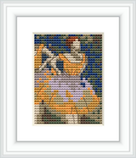 The image depicts a cross stitch pattern showing two ballet dancers. The dancers appear to be onstage, dressed in traditional ballet costumes, with a background that suggests the ambiance of a theater setting.