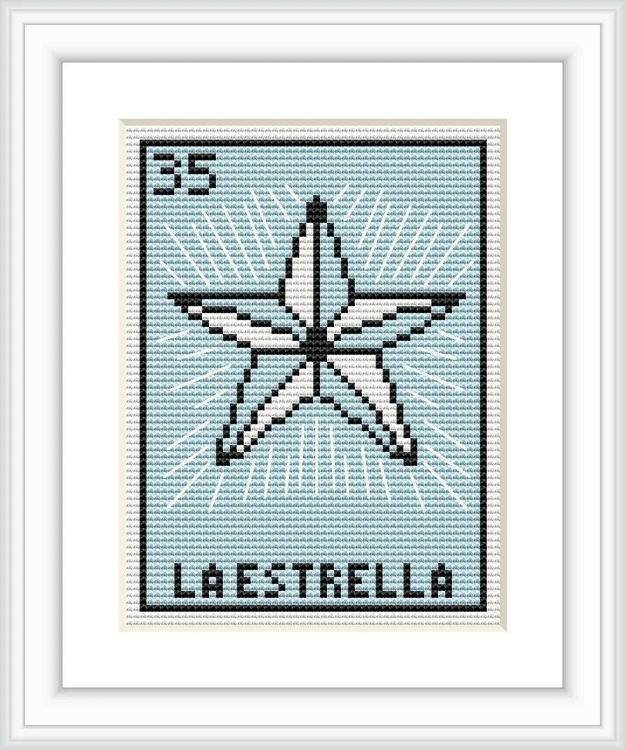 Leteria Pattern Cross stitch pattern. Lotería Starlight Charm. Mini