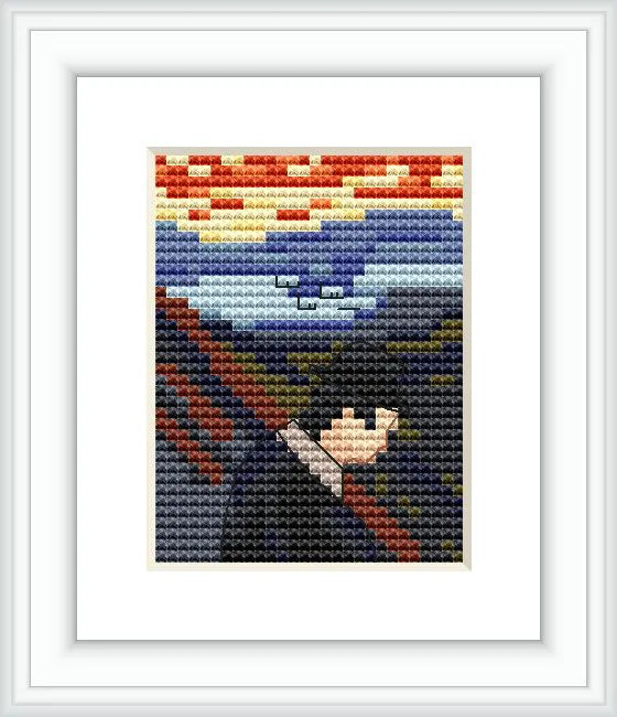 Cross stitch pattern. Despair in Threads: A Homage to Munch. Mini ...